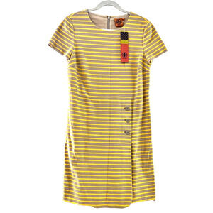 Tory Burch Kamilla Dress SZ L NEW Beige Khaki Daisy Shirt Dress Minimal College